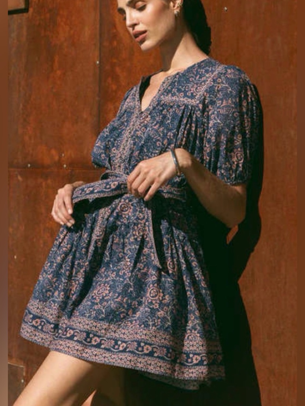 NWT Cleobella Calista Mini Dress features a purple and pink floral pattern